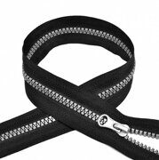 Молния трактор,№5, разъемная 80 см, чёрный-серое звено.