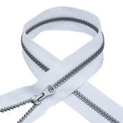 Молния трактор,№5, разъемная 75 см, белый-серое звено.