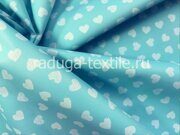 МЕМБРАННАЯ ТКАНЬ «Сердечки штрих на небесно голубом фоне ». - отрез 1.83м, без брака, скидка 15%.
