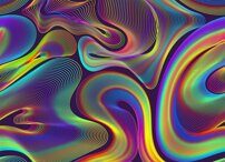 Мембранная ткань 10К/10К  "Неоновые разводы на темно фиолетовом фоне"